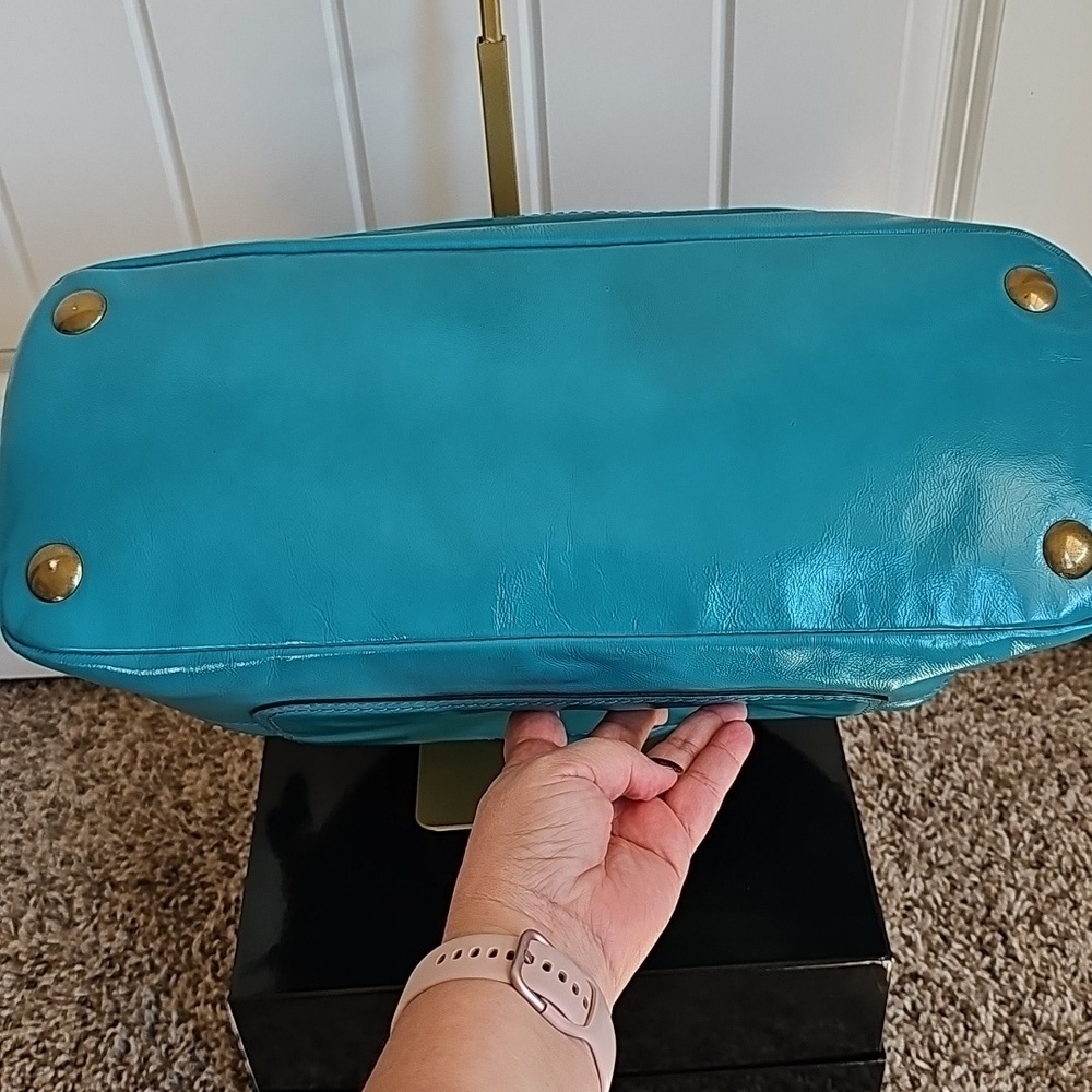 Coach 2008 Limited Edition Francine Turnlock Satchel Turquoise Legacy Lining - Picture 11 of 16